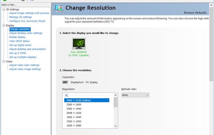 nvidia control panel change resolution