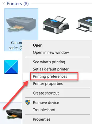 Printing Preferences