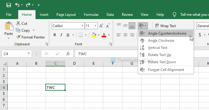 How to rotate text in Excel spreadsheet