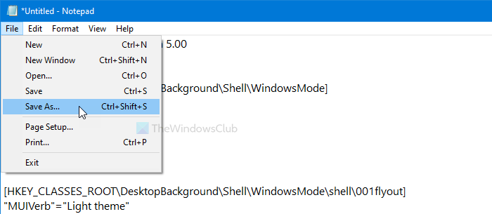 How to toggle Light or Dark mode in Windows 10 from context menu