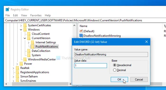 How to turn off notification mirroring in Windows 10