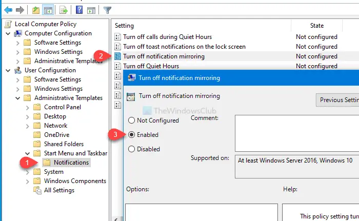 How to turn off notification mirroring in Windows 10