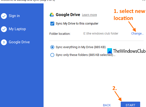 change google drive folder location in windows 10