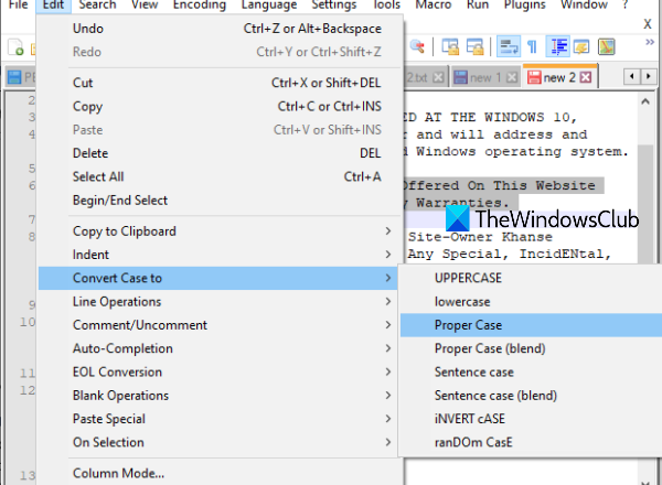 Change text case in Notepad++