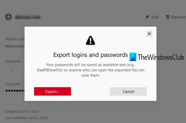 Export Passwords from Firefox browser