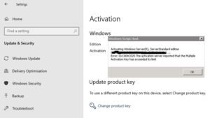 Activation Server reported that Multiple Activation Key has exceeded limit