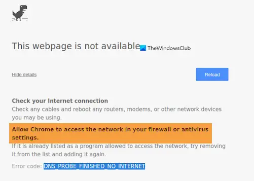 Allow Chrome to access the network in your firewall or antivirus settings