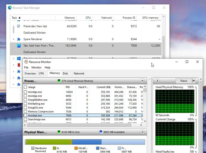 windows desktop manager high memory