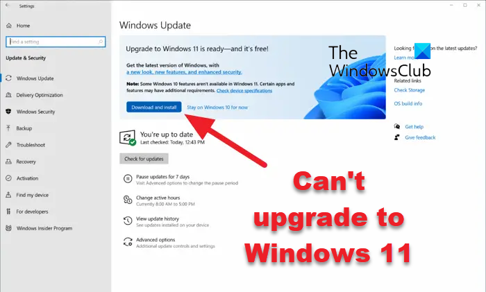 Can't upgrade to Windows 11