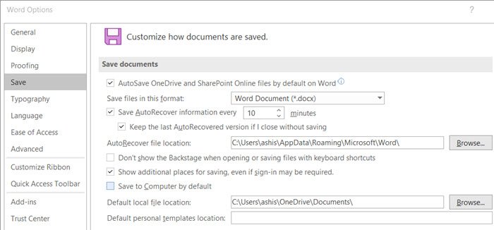 Customize Save As format in Office Word