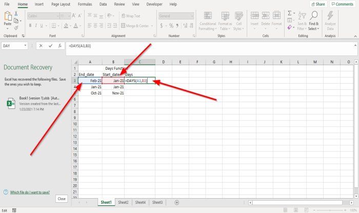 How to use DAYS and DAYS360 functions in Microsoft Excel