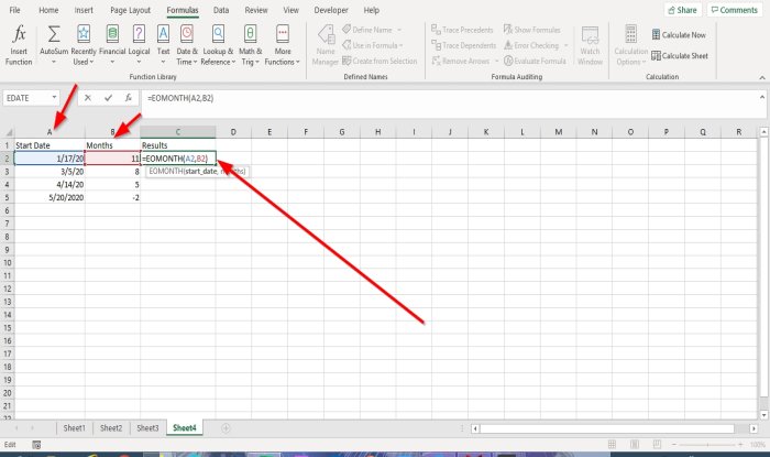 How to use the EOMONTH function in Excel