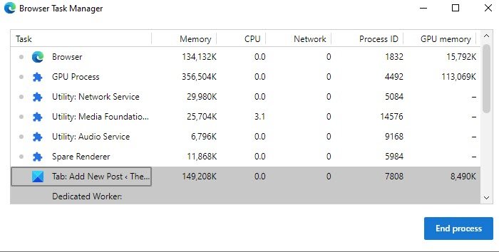 Microsoft Edge High Memory Usage