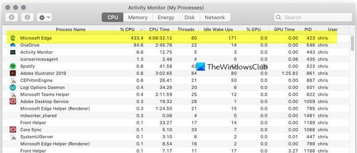 Edge high CPU and memory usage on macOS