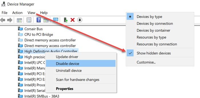 Enable Disable High Definition Audio Controller