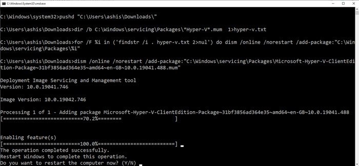 Enable Hyper V using Script