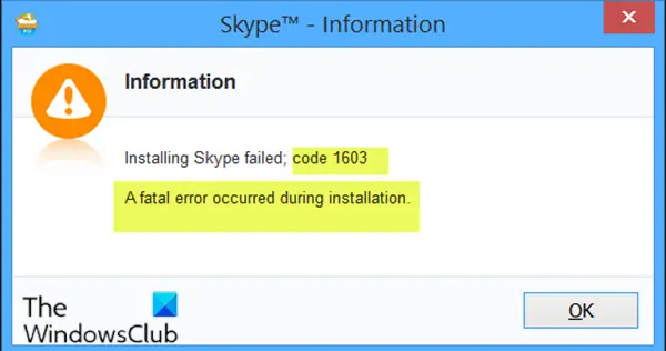 Error 1603 - A fatal error occurred during installation