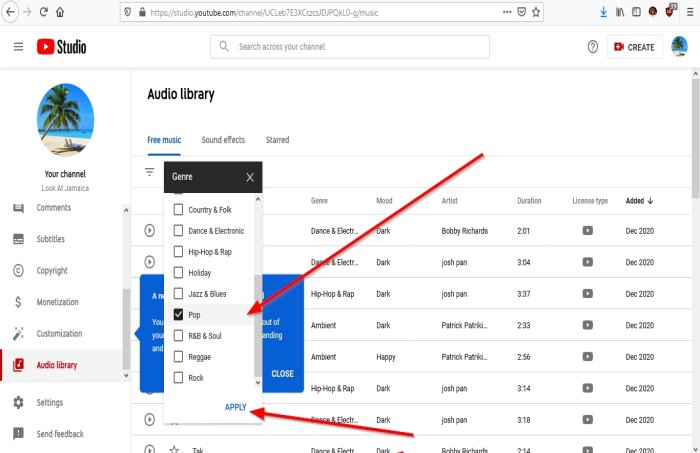 Download copyright free music from audio library Creator Tutorial