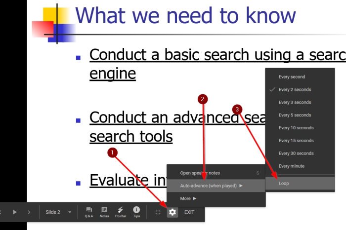 how to make a google presentation loop