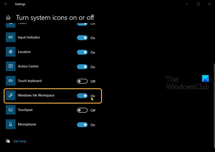 Hide or Show Windows Ink Workspace Button via Settings app