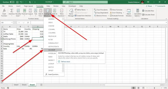 HLOOKUP function in Excel