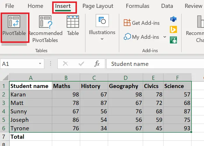 How to create a Pivot Table in Excel