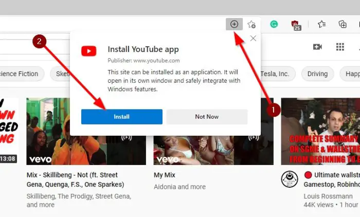 Install YouTube as a Progressive Web App on Chrome, Edge, Firefox