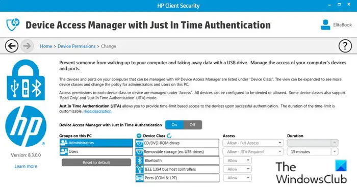 Just In Time Authentication required for Removable Storage