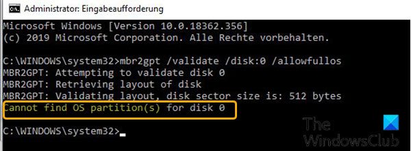 MBR2GPT cannot find OS partition