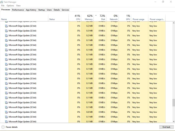 Why are there multiple instances of Microsoft Edge and Microsoft Edge update service in Task Manager