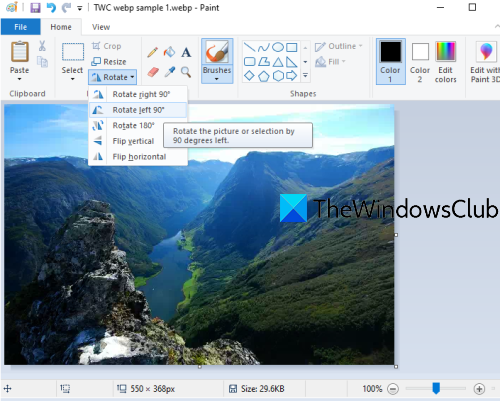 How to rotate an Image on a Windows 10 computer