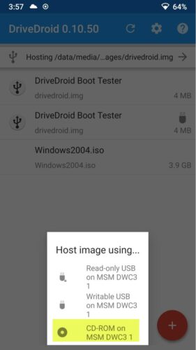 Mount the Windows 10 ISO in DriveDroid
