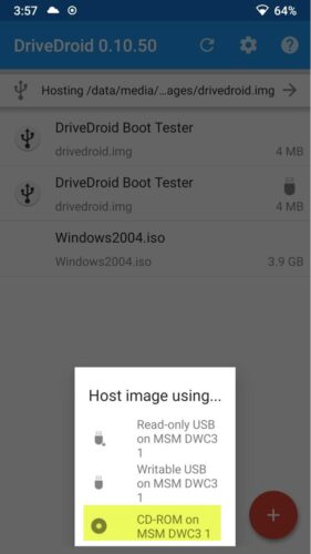 Mount the Windows 10 ISO in DriveDroid 1