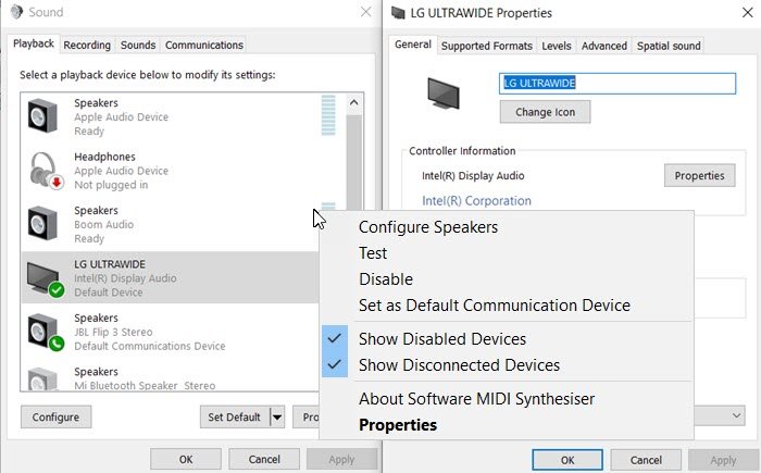 No HDMI Audio device is detected