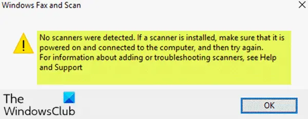 No scanners were detected error