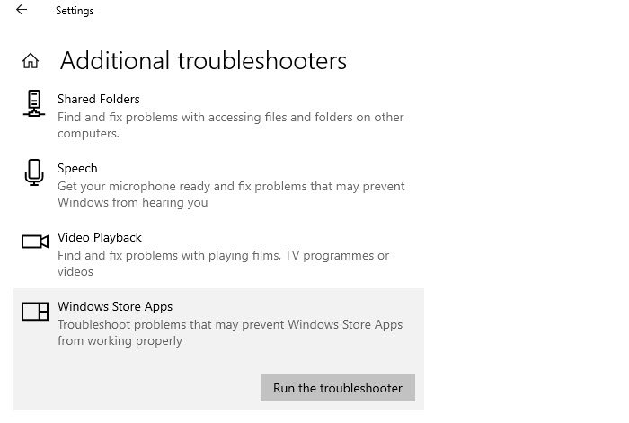 Run Microsoft Store Troubleshooter