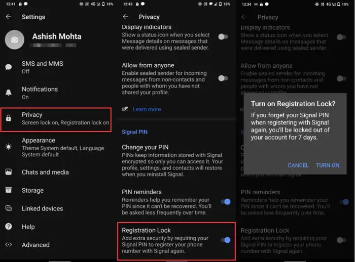 Signal App Registration Lock