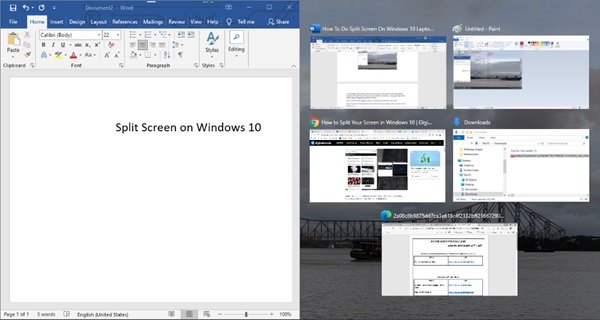 how to create a split screen in windows 10