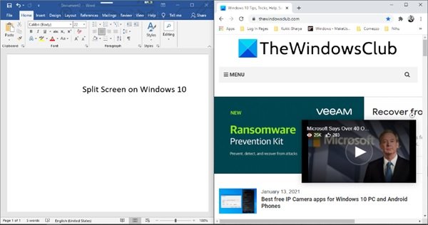 Split Screen On Windows 10