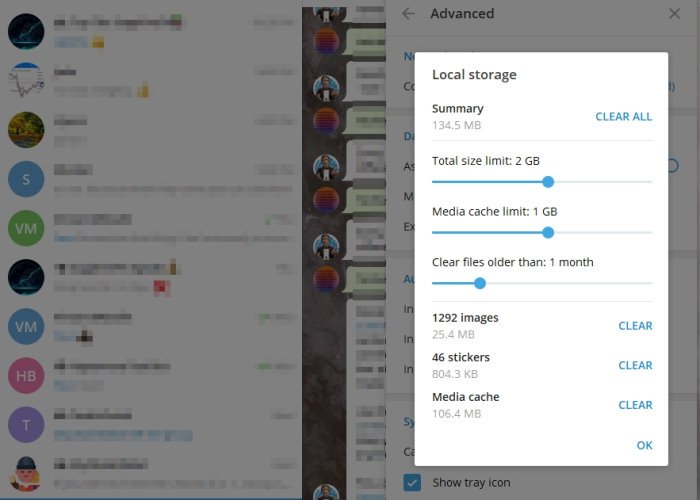How to manage and clear Telegram local cache