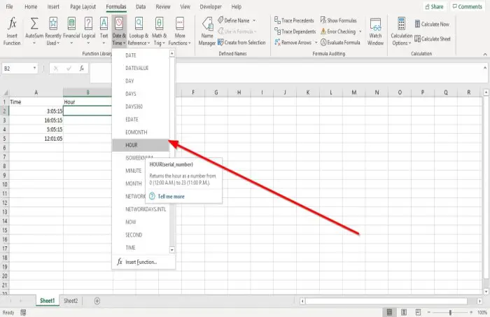 Hour, Minute, and Second Function in Microsoft Excel