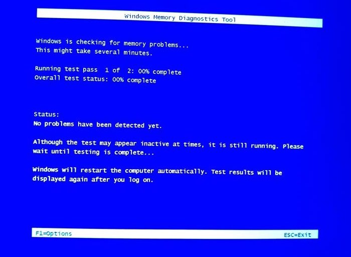 Windows Memory Diagnostic Tool stuck