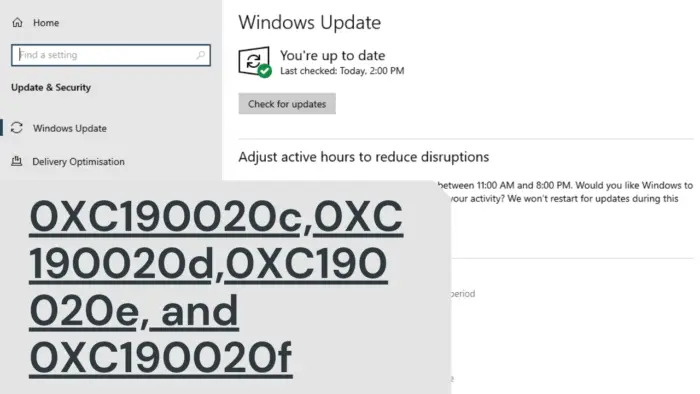 Windows Update Error 0XC190020c 0XC190020d 0XC190020e 0XC190020f