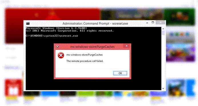 Windows cannot find ms-windows store Purge Caches