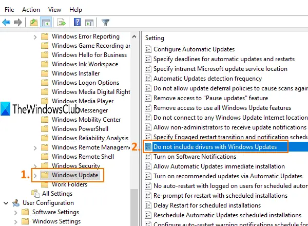 disable driver updates with Windows quality updates in Windows 10