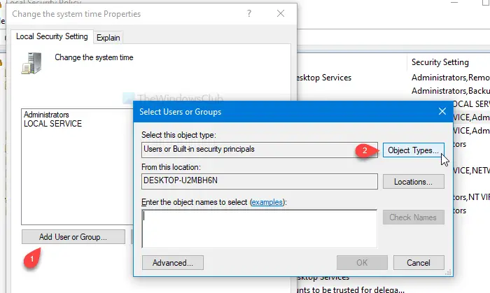 How to allow standard users to change the system time in Windows 10