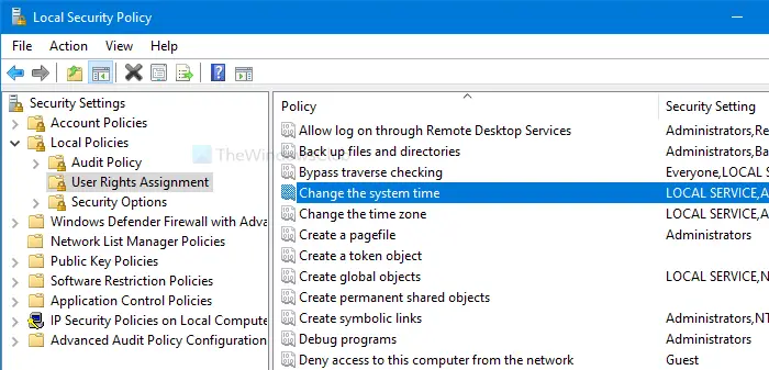 How to allow standard users to change the system time in Windows 10
