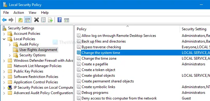 Allow or block Standard Users from changing System Time and Time Zone in Windows 10