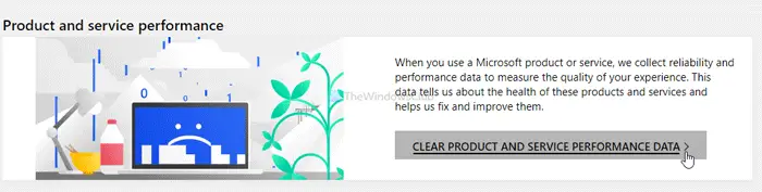 How to delete Product and service performance data from Microsoft account