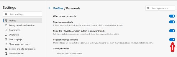 Password Generator in Microsoft Edge